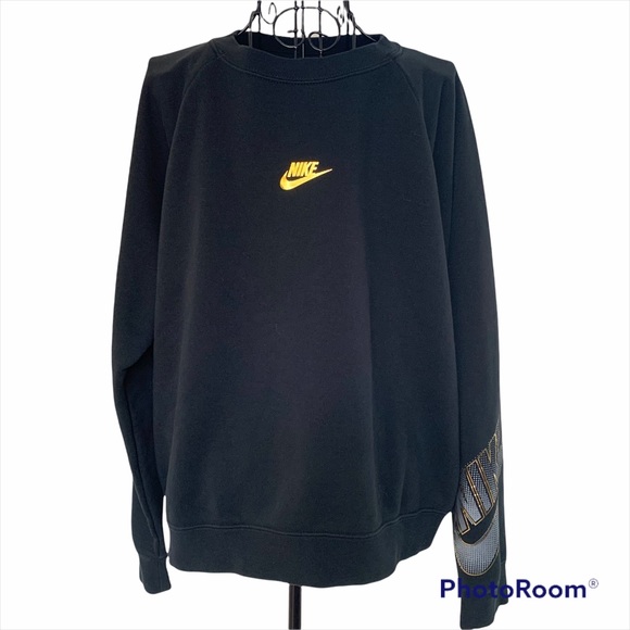Nike Gold Center Logo w/ Swoosh Crew Neck Sweatshirt w/ Left Sleeve Logo Size L - Picture 1 of 11